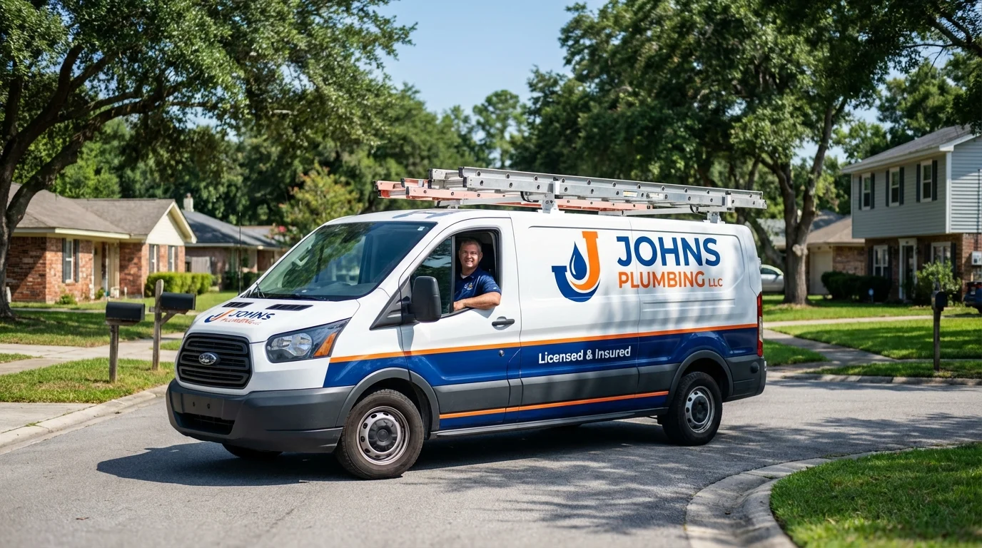 Johns Plumbing LLC service van in New Holland, PA