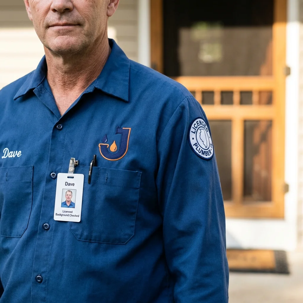 Licensed plumber showing ID badge in New Holland, PA