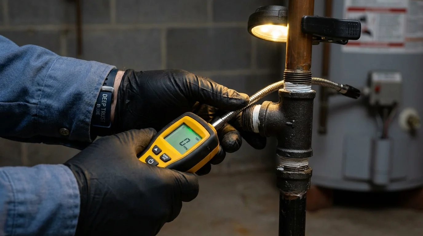 Gas leak detection with electronic sniffer by Johns Plumbing LLC in New Holland