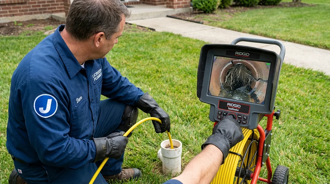 Sewer camera inspection being performed by Johns Plumbing LLC in New Holland