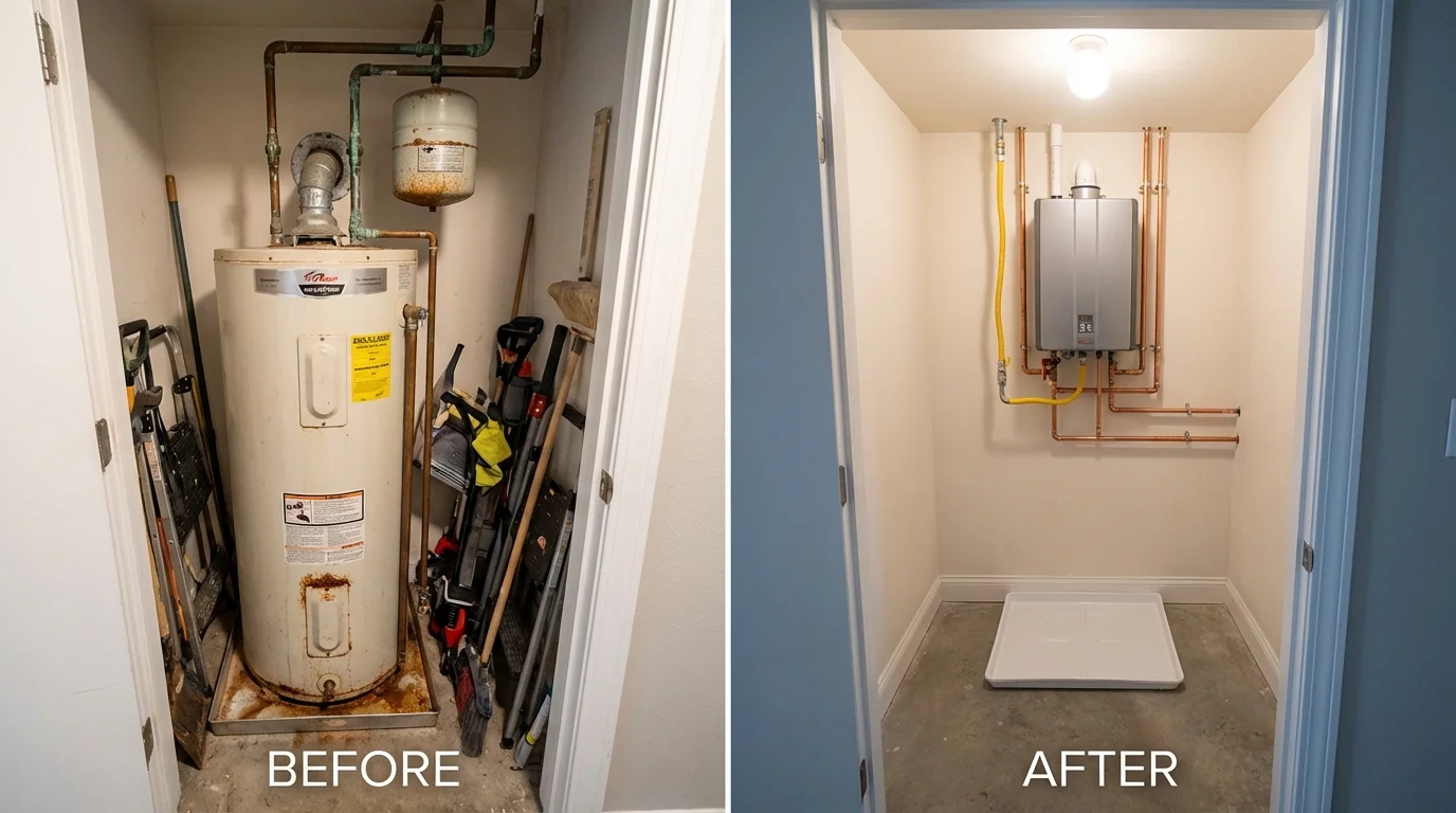 Tank water heater versus wall-mounted tankless unit comparison for New Holland, PA homeowners